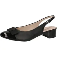 Caprice sling pumps, black, made of Leather/synsthetik/textile with Block heel, Size 40