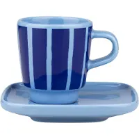 Marimekko Piccolo espressokop med underkop Light blue-blue, 5 cl