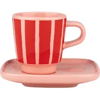 Marimekko Piccolo espressokop med underkop Salmon red-orange red, 5 cl