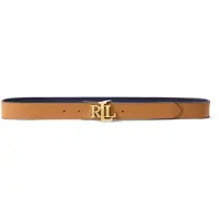 Ralph Lauren Lauren Ralph Laurentil kvinder. 412908984009 Vendbart læderbælte med brunt logo (XS), Casual