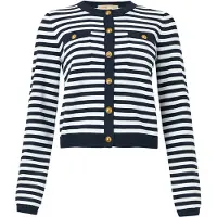 Michael Kors Michael Korstil kvinder. MS661G1KVM Stribet ribstrikket cardigan navy, hvid (M), Blå, Casual, Viscose