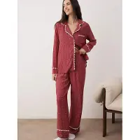 Trendyol Pyjamas rød / burgunder / offwhite