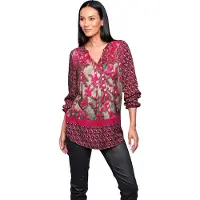 HEINE Bluse khaki / lys pink / mørk pink