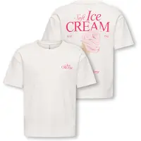 Kids Only T-shirt - Loose - Noos - KogHelen - Cloud Dancer/Icecr - - 7-8 år (122-128) - T-Shirt