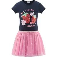 Happy girls Kjole navy / mint / lys pink / blodrød