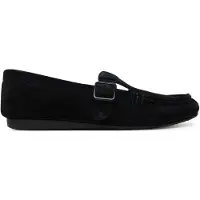 Clarks Dame Freckle T Bar Loafers Black Suede