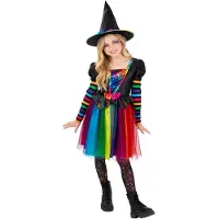 Smiffys Udklædning - Rainbow Witch - Multifarvet - - 7-9 år (122-134) - Udklædning