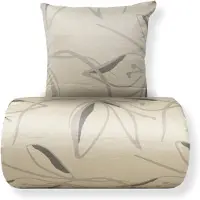ByBorg Sengetøj 140x220 cm - 100% bomuldssatin - Iris - Beige blomster print