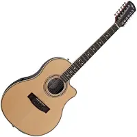 Gear4Music 12-strenget elektroakustisk Roundback guitar fra Natur
