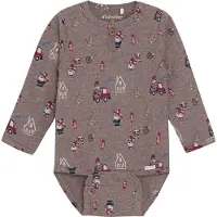 Minymo Body l/æ - Dark Brown Melange - - 68 - Body L/Æ
