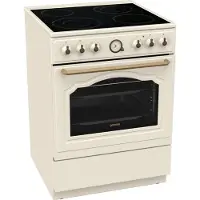 Gorenje GECS6B70CLI, Fritstående komfur, Beige, Dreje, Rustfrit stål, Top forside, Metal