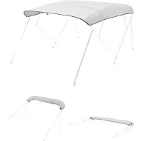 Vevor 4-bov biminitop til båd, 600D polyesterkaleche, vandtæt og solbeskyttende bådmarkise med opbevaringstaske, udskiftning af biminitop, 96"L x (97"-103")B, lysegrå (støtteramme medfølger ikke)