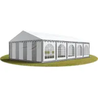 TOOLPORT 6x10m, Partytelt, PVC-teltdug, grå-hvid, med bundramme
