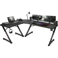 Huzaro Hero 7.0 - Skrivebord - L-formet - aluminium/kulfiber - sort base
