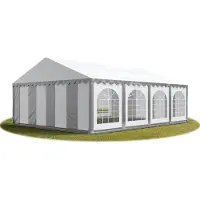 TOOLPORT 5x8m, Partytelt, PVC-teltdug, grå-hvid, med bundramme