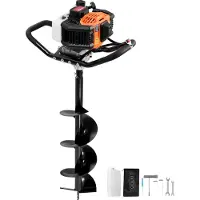 Vevor Stolpehulsgraver Benzindrevet, 43CC 1250W Jordbor, Gasbor med 8” Borehoveder, Stolpehegnshulsgrav til landbrugshaveplanter, Orange+Sort
