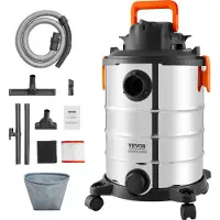 Vevor våd-tør støvsuger i rustfrit stål, 8 gallon våd-/tørstøvsuger med 6 peak hk, kraftfuld sugeevne med blæserfunktion og tilbehør. 2-i-1 fugemundstykke, lille støvsuger, perfekt til tæpperester, dy