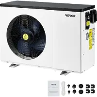 Vevor elektrisk poolvarmepumpe, 2,51-11,38 kW varmekapacitet, energibesparende poolvarmere med variabel frekvens til 25-50 m³ overjordiske pools, opvarmning og køling af poolvandvarmer AC220-240V 50Hz