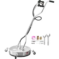 Vevor 20" højtryksrenser til overflader, højtryksrensertilbehør i rustfrit stål med 4 hjul, 4000 maks. PSI, 3/8" lynkobling, 2 sprøjtedyser, dobbelt håndtag, til beton, terrasse, fortov