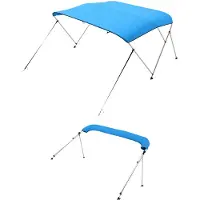 Vevor 3-bov biminitop til båd, 600D polyesterkaleche med aluminiumsramme, vandtæt og solskygget bådmarkisekaleche med opbevaringstaske, 2 støttestænger, 4 stropper, 72"L x (79"-84")B x 46"H, Pacific B