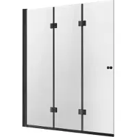 Vevor Badekarsbrusedør, 137 cm B x 142 cm H, Rammeløs, foldbar, hængslet brusedør, Tri-fold brusedør i glas med 6 mm hærdet glasdør, 180° roterende og foldbart design, til badekar, sort