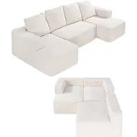 Vevor Modulær sektionssofa, U-formet modulær sofa med chaiselong, Cloud sektionssofa med høj rebound svamp og densitet, polstret corduroy sofa med hynde til stue, soveværelse, beige