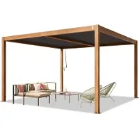 PRIMEYARD 4x4m Pergola, lameltag, træ-look