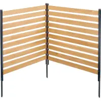 Vevor Træhegn, 91 cm B x 102 cm L, 2-panelet lameller til klimaanlæg, indhegning til pooludstyr med metalpæle, nem gør-det-selv-installation, udendørs skraldespandsskjuler til havedekoration