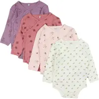Pippi Baby Slå-om Bodyer l/æ - 4-pak - Dusty Rose - - 74 - Body L/Æ