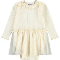 Molo Kjolebody l/æ - Frillo - Pearled Ivory m. Hulmønster/Tyl - - 1 år (80) - Body L/Æ