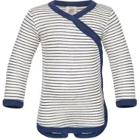 Engel Slå-Om Body l/æ - Uld/Silke - Natural/Navy Blue - - 62/68 - Body L/Æ