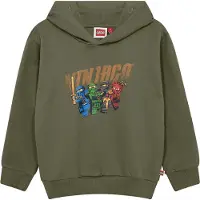 Lego Wear LEGO Ninjago Hættetrøje - LwSian 103 - Armygrøn m. Print - - 4 år (104) - Hættetrøje
