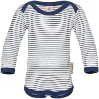 Engel Body l/æ - Uld/Silke - Natural/Navy Blue - - 98/104 - Body L/Æ