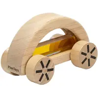 PlanToys Træbil - Natur/Gul - - OneSize - Bil