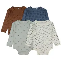 Pippi Baby Bodyer l/æ - 4-pak - Blue Mirage - - 56 - Body L/Æ