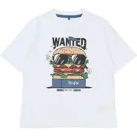 The New T-shirt - TnSteve - Bright White m. Burger - - 9-10 år (134-140) - T-Shirt