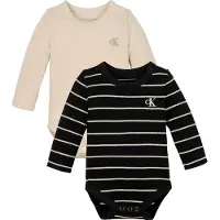 Calvin Klein Body l/æ - Rib - 2-Pak - Ck Black/White Cap - - 1 år (80) - Body L/Æ