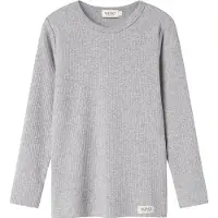 MarMar Bluse - Rib - Plain - Noos - Lysegråmeleret - - 8 år (128) - Bluse