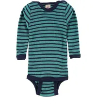 Engel Body l/æ - Uld/Silke - Turkis/Navy - - 86/92 - Body L/Æ