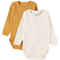 Minymo Bodyer l/æ - Rib - 2-pak - Amber Gold - - 56 - Body L/Æ
