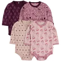 Pippi Baby Bodyer L/Æ - 4-pak - Rosa/Lilla m. Mønster - - 3 år (98) - Body L/Æ