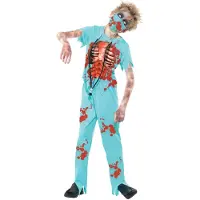 Smiffys Udklædning - Zombie Surgeon - Blå - - 7-9 år (122-134) - Udklædning