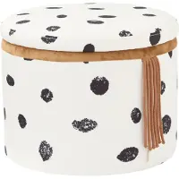 Kids Concept Puf m. Opbevaring - 40x30 cm - Pippi - Sort/Hvid - - OneSize - Puf