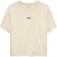 Calvin Klein T-shirt - Folded Logo Label - White Gray - - 14 år (164) - T-Shirt