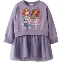 Name It Mini Kjole - Sweat/Tyl - NmfJara - Paw Patrol - Lavender Gray - - 2 år (92) - Kjole