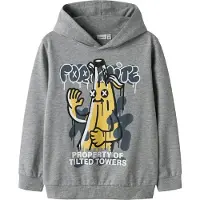 Name It Kids Hættetrøje - Sweat - NkmFox - Grey Melange/Fortnite - - 6 år (116) - Hættetrøje