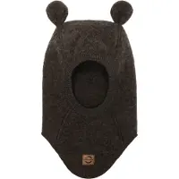 Mikk-Line Elefanthue m. Ører - Uld - 1-Lags - Dark Brown Melange - - 98/104 - Elefanthue - Enkelt