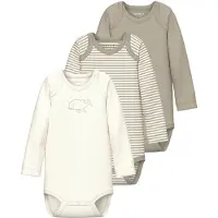 Name it Body l/æ - Noos - NbnBody - 3-pak - Pure Cashmere - - 2 år (92) - Body L/Æ