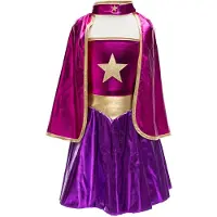 Great Pretenders Udklædning - Superhero Star - Magenta - - 4-6 år (104-116) - Udklædning