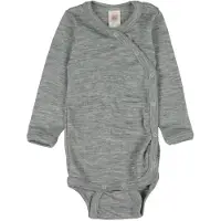 Engel Slå-om Body l/æ - Uld/Silke - Lysegrå Meleret - - 74/80 - Body L/Æ